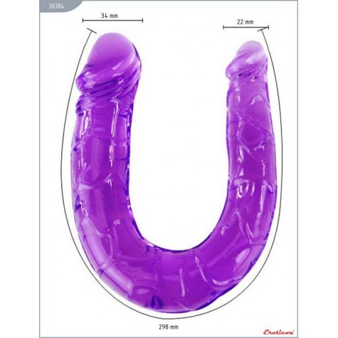 Фиолетовый двусторонний фаллоимитатор - 29,8 см.
